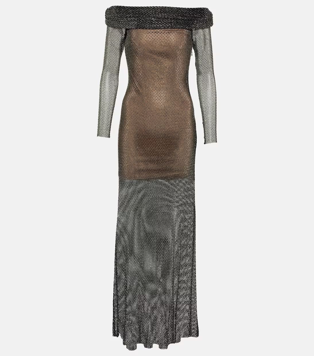 Crystal-embellished fishnet gown | Mytheresa (UK)