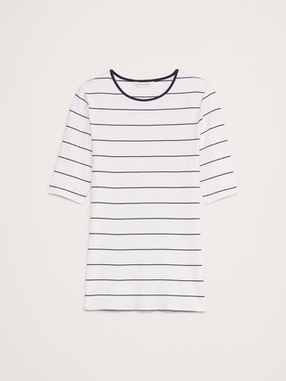 Ribbed Elbow-Sleeve T-Shirt | Banana Republic | Banana Republic (US)