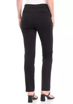 AK Anne Klein Petite Pull On One Button Faux Fly Straight Leg Pants | Belk