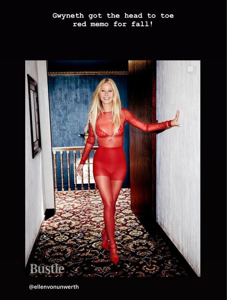Gwyneth Paltrow got the head to toe red memo for fall! 

#LTKshoecrush #LTKstyletip #LTKHoliday