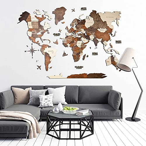ENJOY THE WOOD 3D Wood World Map Wall Art Large Wood Wall Décor Housewarming Gift Idea Wood Wall... | Amazon (US)