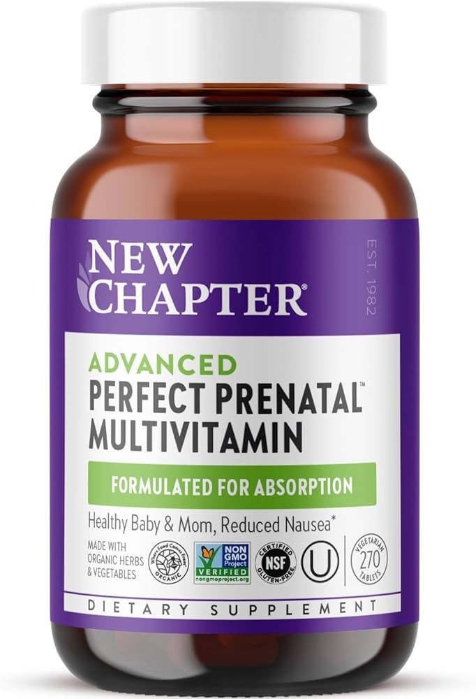 New Chapter Advanced Perfect Prenatal Vitamins, 270ct, Made with Organic, Non-GMO Ingredients for... | Amazon (US)