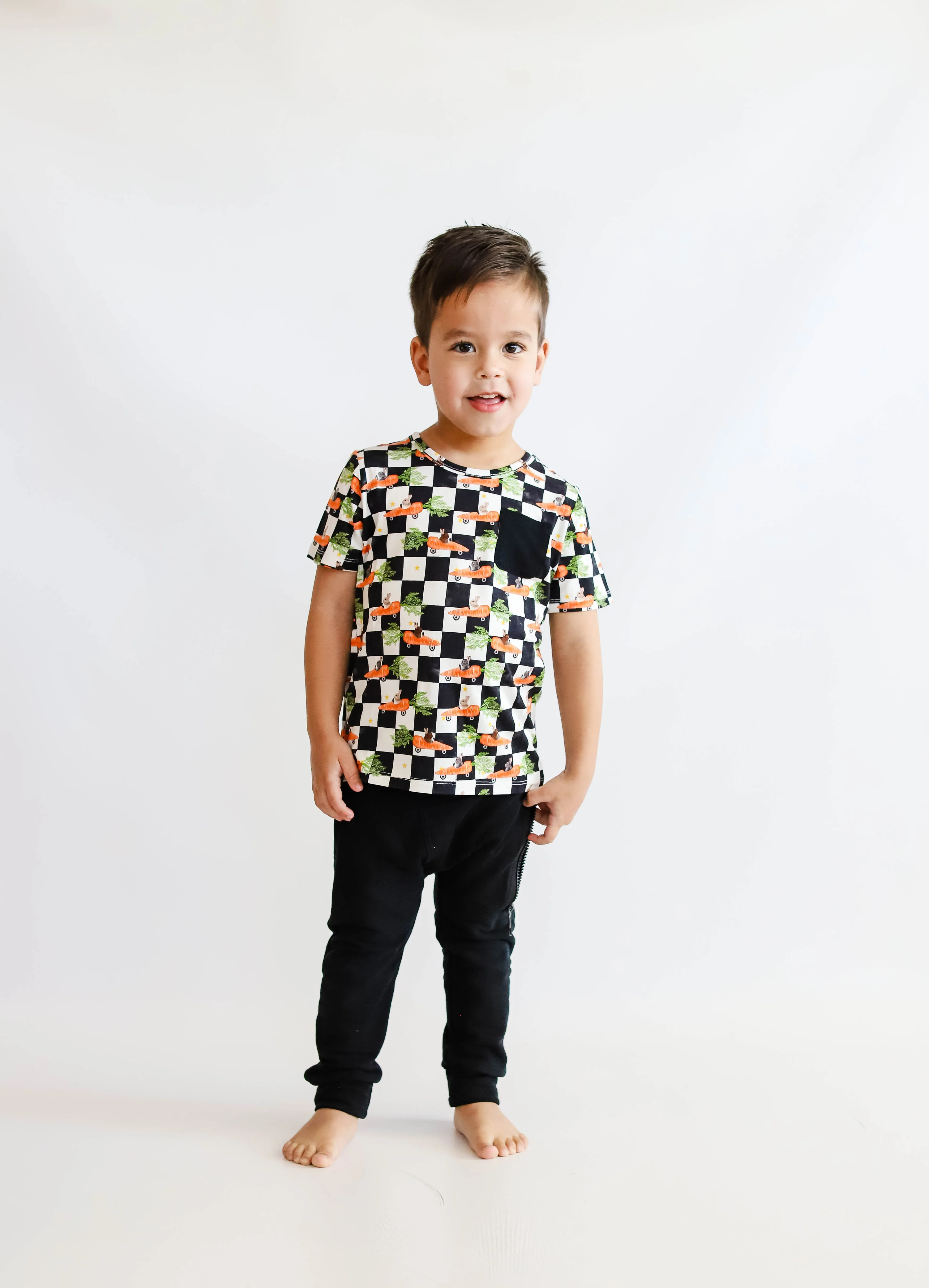 RACING CARROT CHECKERS DREAM POCKET TEE | Dream Big Little Co.