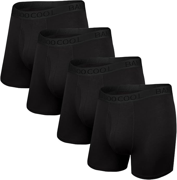 BAMBOO COOL Men's Underwear Boxer Briefs Fly with Built-in 3D Pouch Comfortable Cool Underwear fo... | Amazon (US)