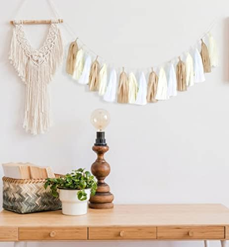 3-Pack Kraft Tan Brown Cream White Tissue Tassel Garland Party Streamers Bunting Banner Backdrop for | Amazon (US)