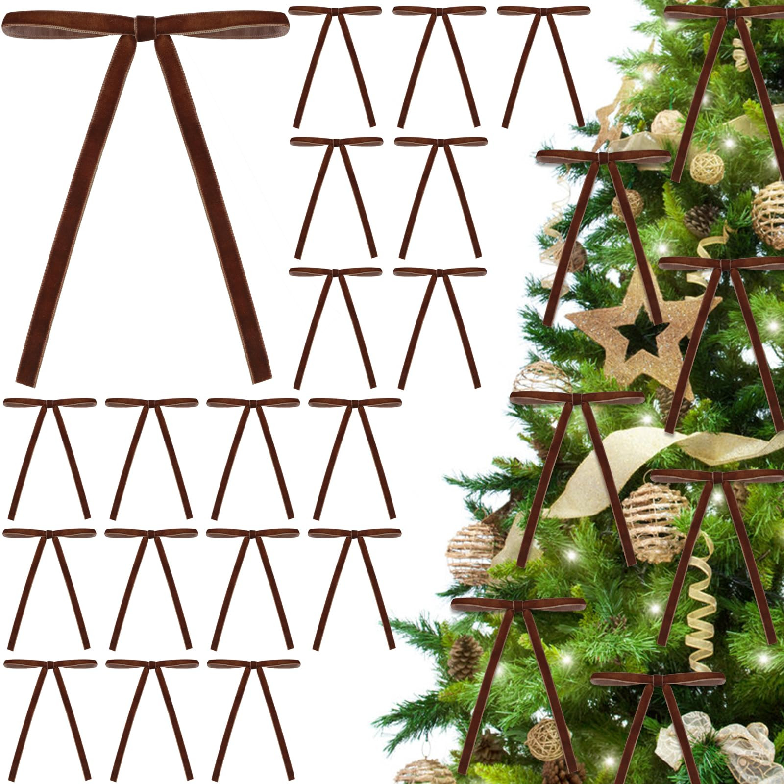 DIYDEC 24PCS Velvet Christmas Bow Ornament 5 x 7 Inch Xmas Wreath Ribbon Bows Christmas Tree Hang... | Amazon (US)