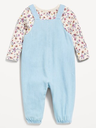 Long-Sleeve Cozy-Knit T-Shirt and Chambray Overalls Set for Baby | Old Navy (US)
