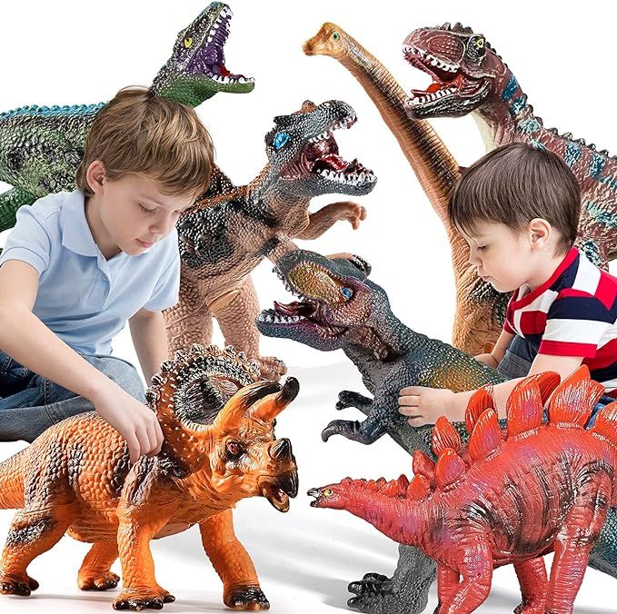 TEMI 7 Pieces Jumbo Dinosaur Toys for Kids and Toddlers,Jurassic World Dinosaur T-Rex Triceratops... | Amazon (US)