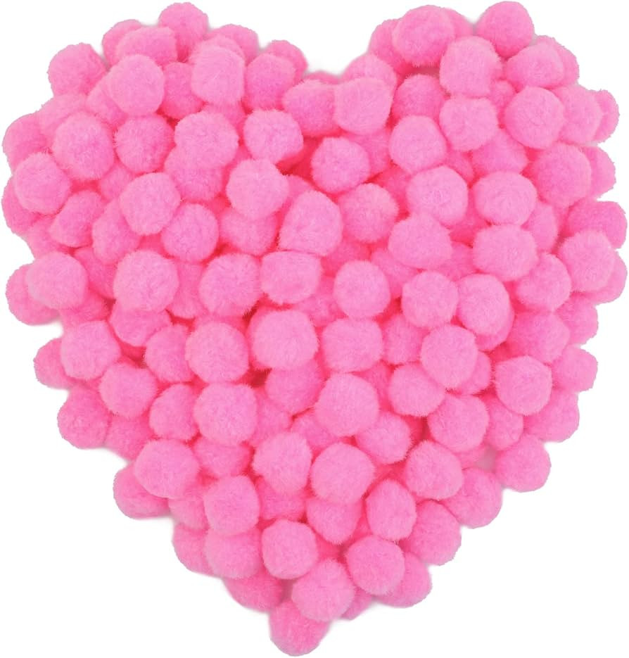 MORFEN 150 Pcs Pom Poms, 1 Inch Pink Craft Pom Poms, Fuzzy Pompom Puff Balls, Small Pom Pom Balls... | Amazon (US)