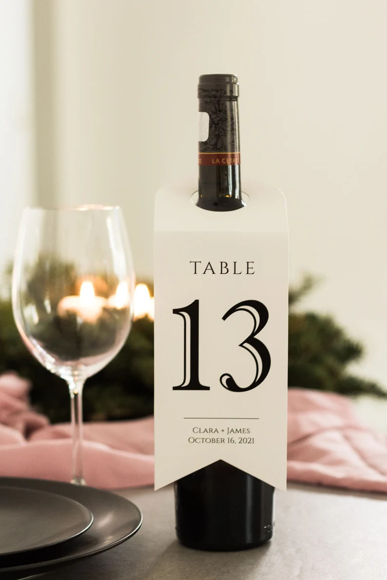 Personalized wedding TABLE NUMBERS for wine bottles (Elegant & Practical) | Etsy (US)