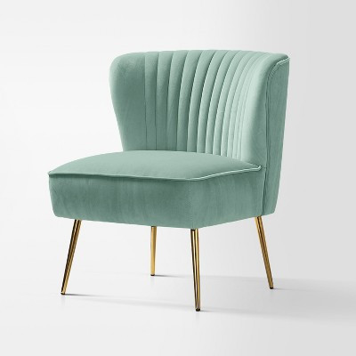Quentin Velvet Accent Side Chair with Golden Metal Base | Karat Home - Sage | Target