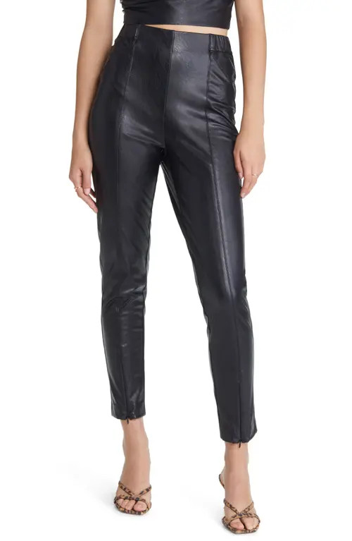 Lulus Way Too Cool High Waist Zip Hem Faux Leather Pants in Black at Nordstrom, Size X-Large | Nordstrom
