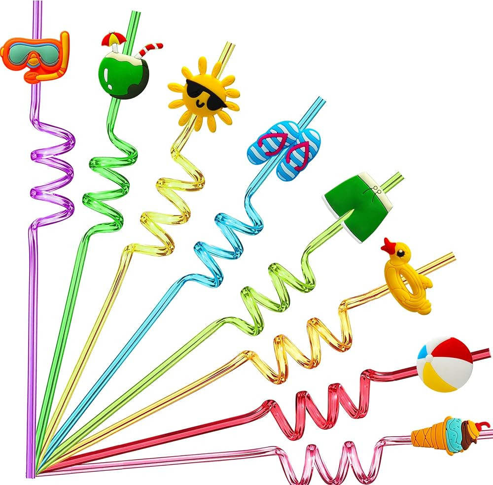 24 Summer Pool Drinking Straws for Kids, Pool Party Decorations Supplies, Pool Party Favors for K... | Amazon (US)