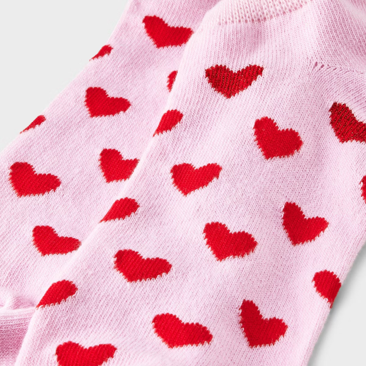 Women's Hearts Valentine's Day Low Cut Socks - Pink/Red 4-10 | Target