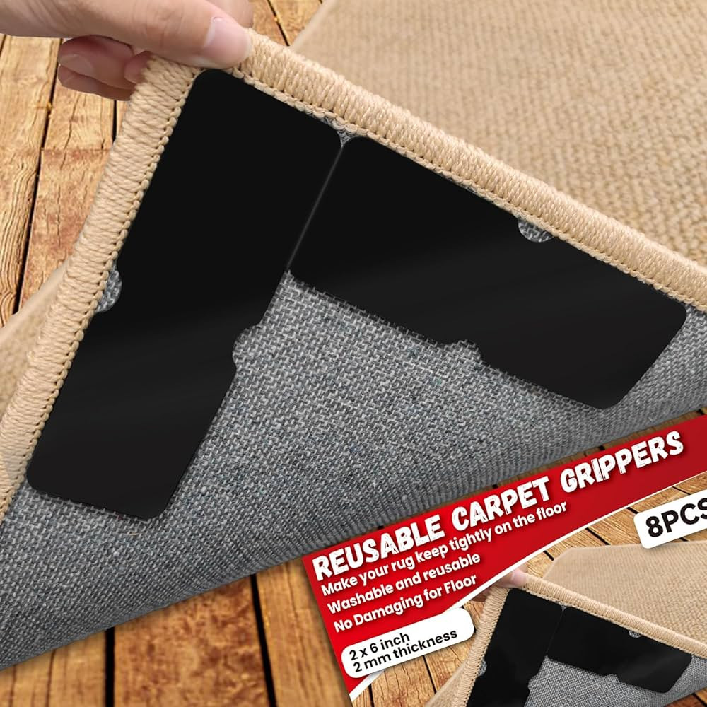 Rug Carpet Non Slip Grippers, Reusable Double Sided Carpet Tape Pads, Strong Adhesive Grippers fo... | Amazon (US)