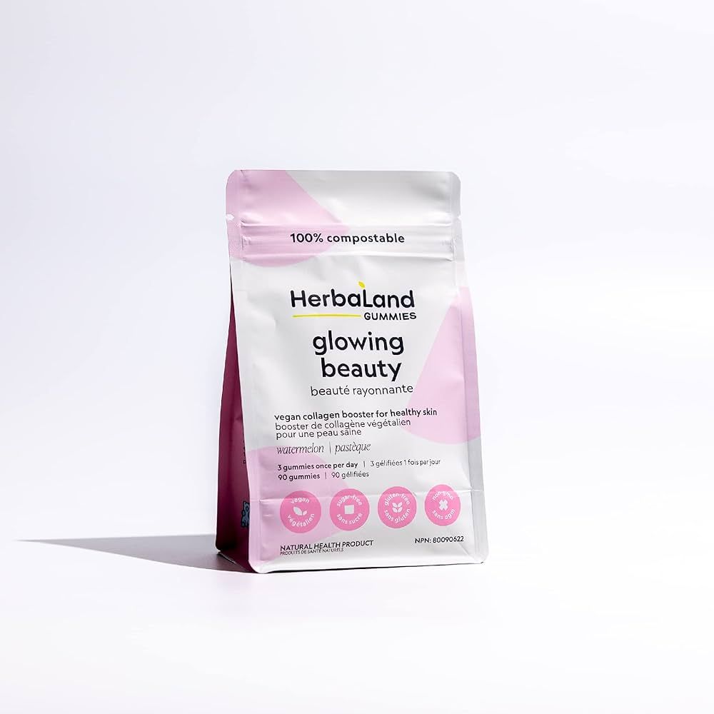 Herbaland Glowing Beauty (Vegan Collagen Booster) Gummies, Rich in Vitamin C, Lysine, Vitamin A, ... | Amazon (US)