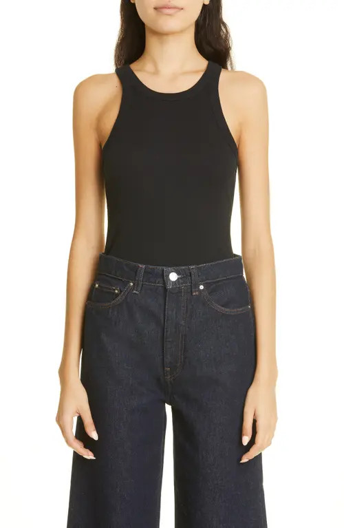 Totême Espera Rib Stretch Organic Cotton Tank in Black at Nordstrom, Size X-Small | Nordstrom