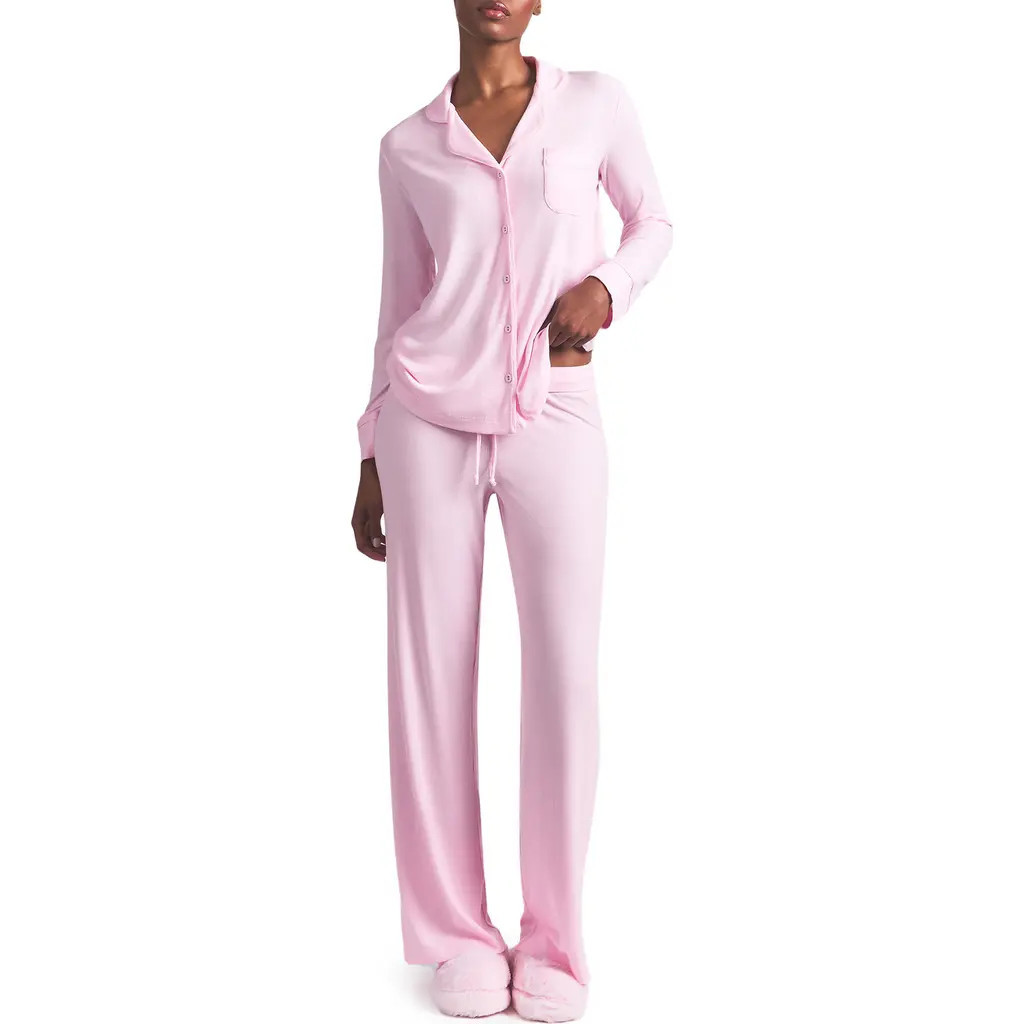 SKIMS Soft Lounge Rib Sleep Set in Cherry Blossom at Nordstrom, Size Xx-Small | Nordstrom
