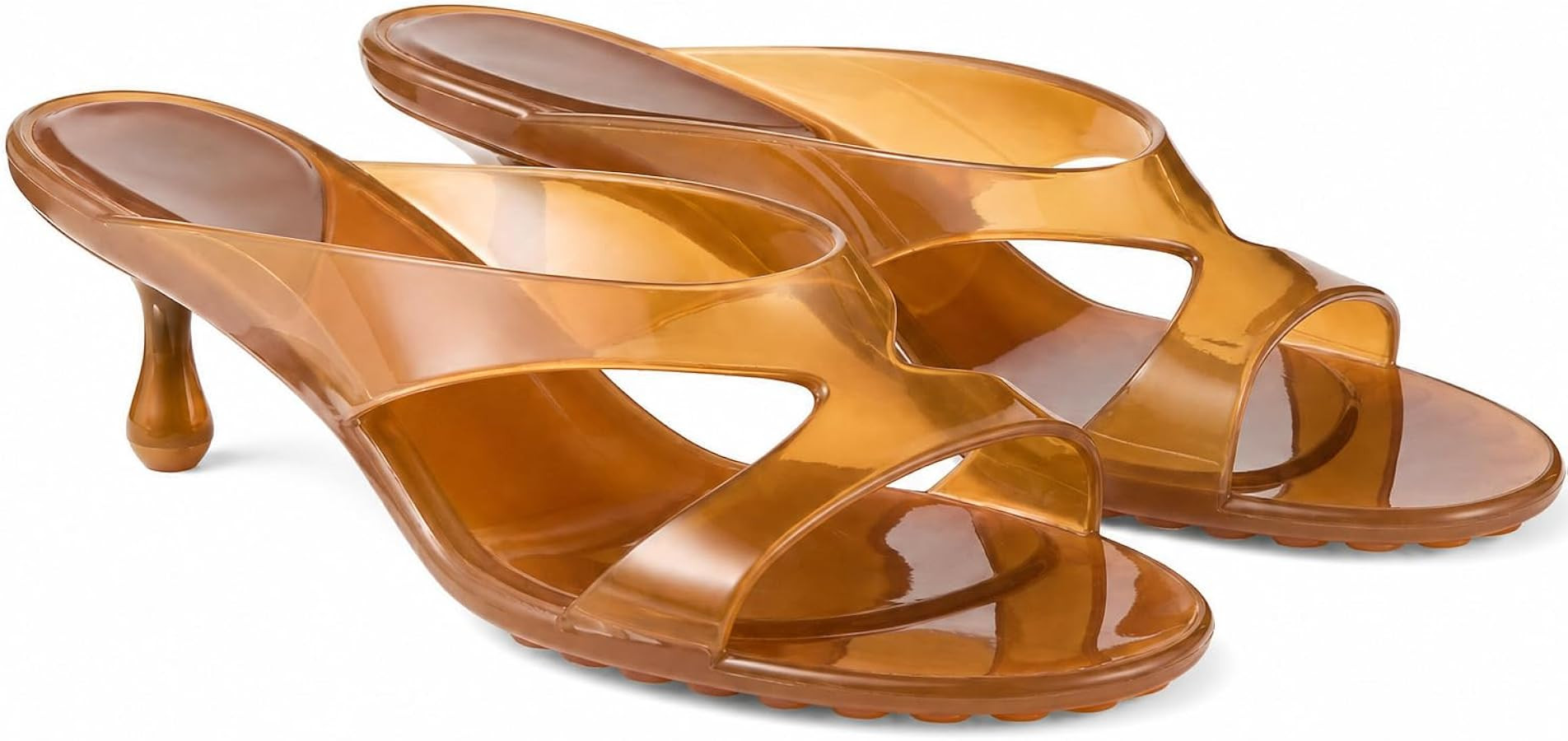 Jelly Sandals for Women Kitten Heels Clear Low Heel Mules Open Round Toe Slip On Comfortable Summ... | Amazon (US)