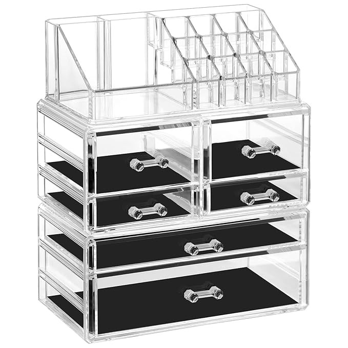 Syntus Makeup Organizer 3 Pieces Cosmetic Jewelry Storage Display Cases for Vanity, Countertop, D... | Amazon (US)