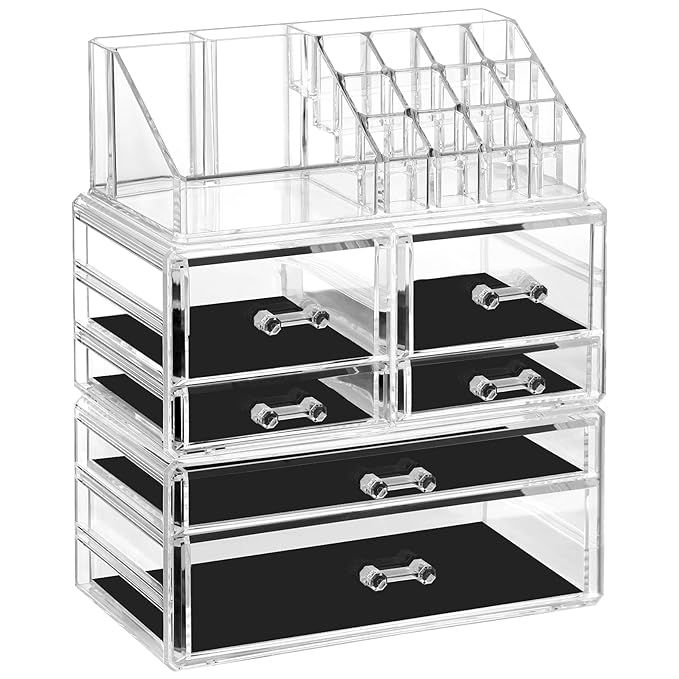 Syntus Makeup Organizer 3 Pieces Cosmetic Jewelry Storage Display Cases for Vanity, Countertop, D... | Amazon (US)