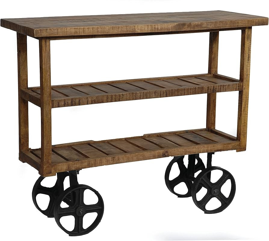 Crestview Collection CVFNR302 Bengal Manor Mango Wood Industrial Cart Furniture, Brown | Amazon (US)