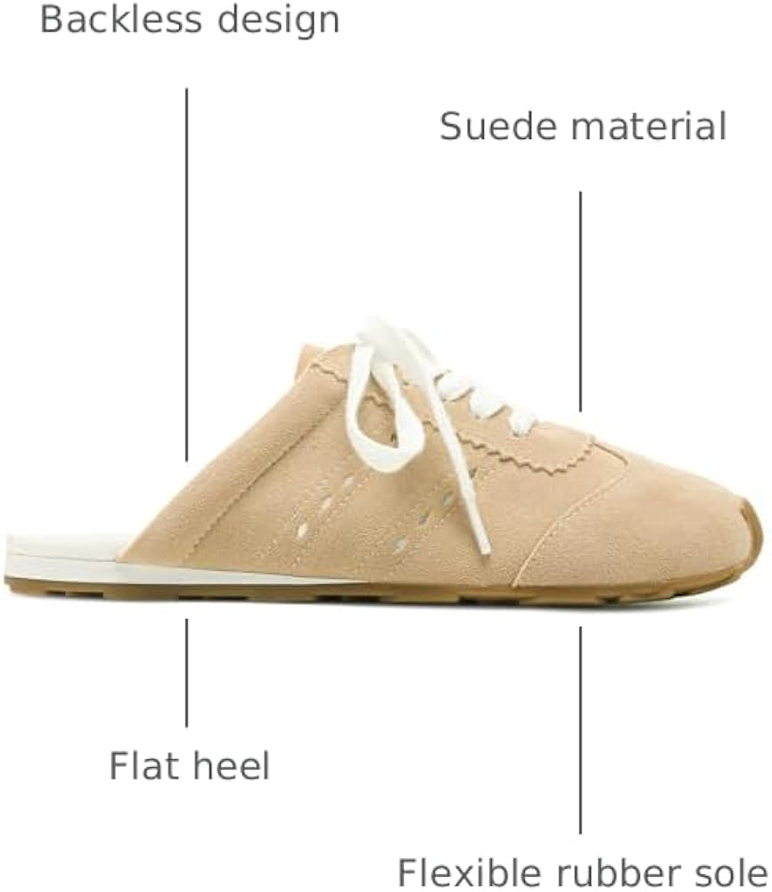 Suede Mules for Women Round Toe Lace up Slip-on Sneakers Mule Casual Backless Slide Sneakers Comf... | Amazon (US)