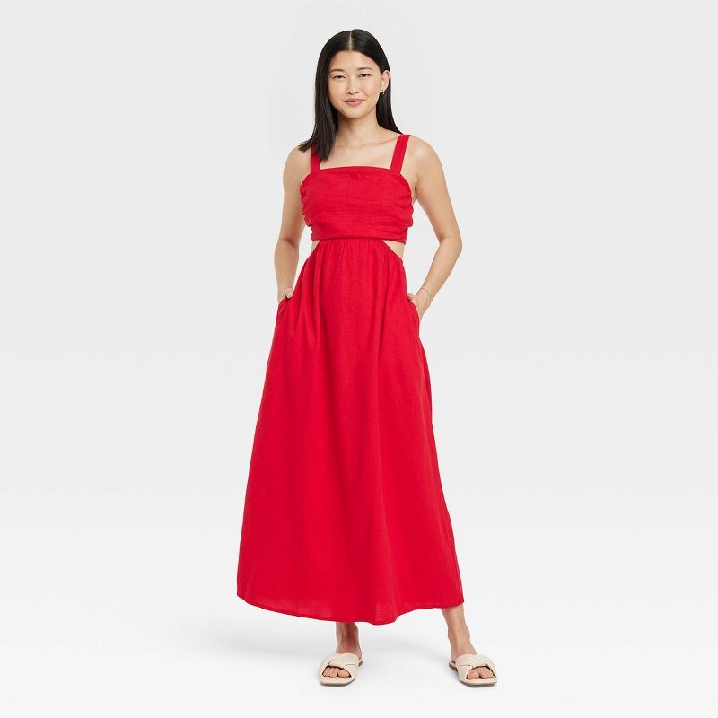 Women's Sleeveless Ruched Side Cut Out Dress - A New Day™ | Target