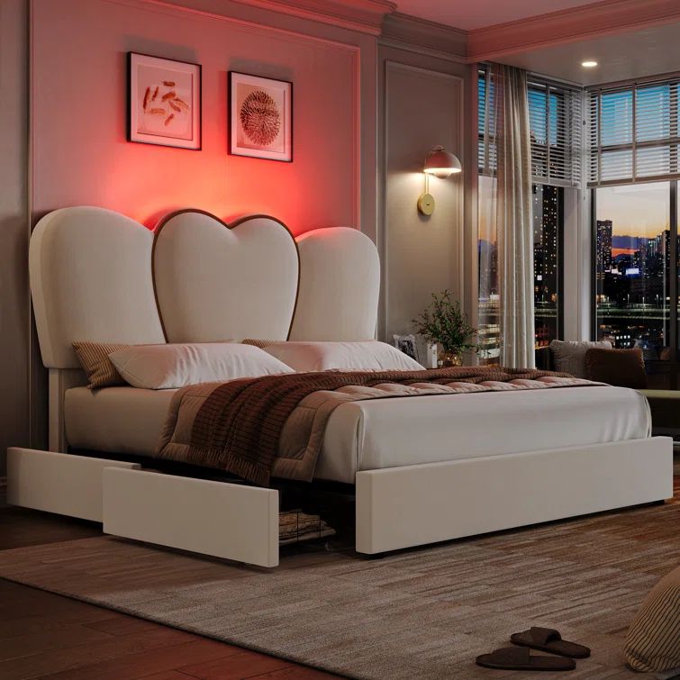 Breckynn Velvet Upholstered Platform Storage Bed with LED Lights | Wayfair North America