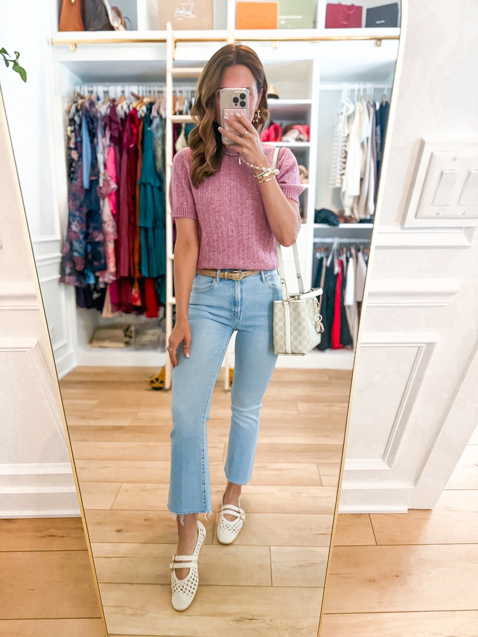 Today’s spring #ootd! PETITES The Lil Hustler Ankle Fray jeans in 24. Target sweater top in XS. Woven ballet flats are TTS. Gucci small cream bucket bag. Elevated casual. Quince belt. 


#LTKootd #LTKPetite #LTKmomlife