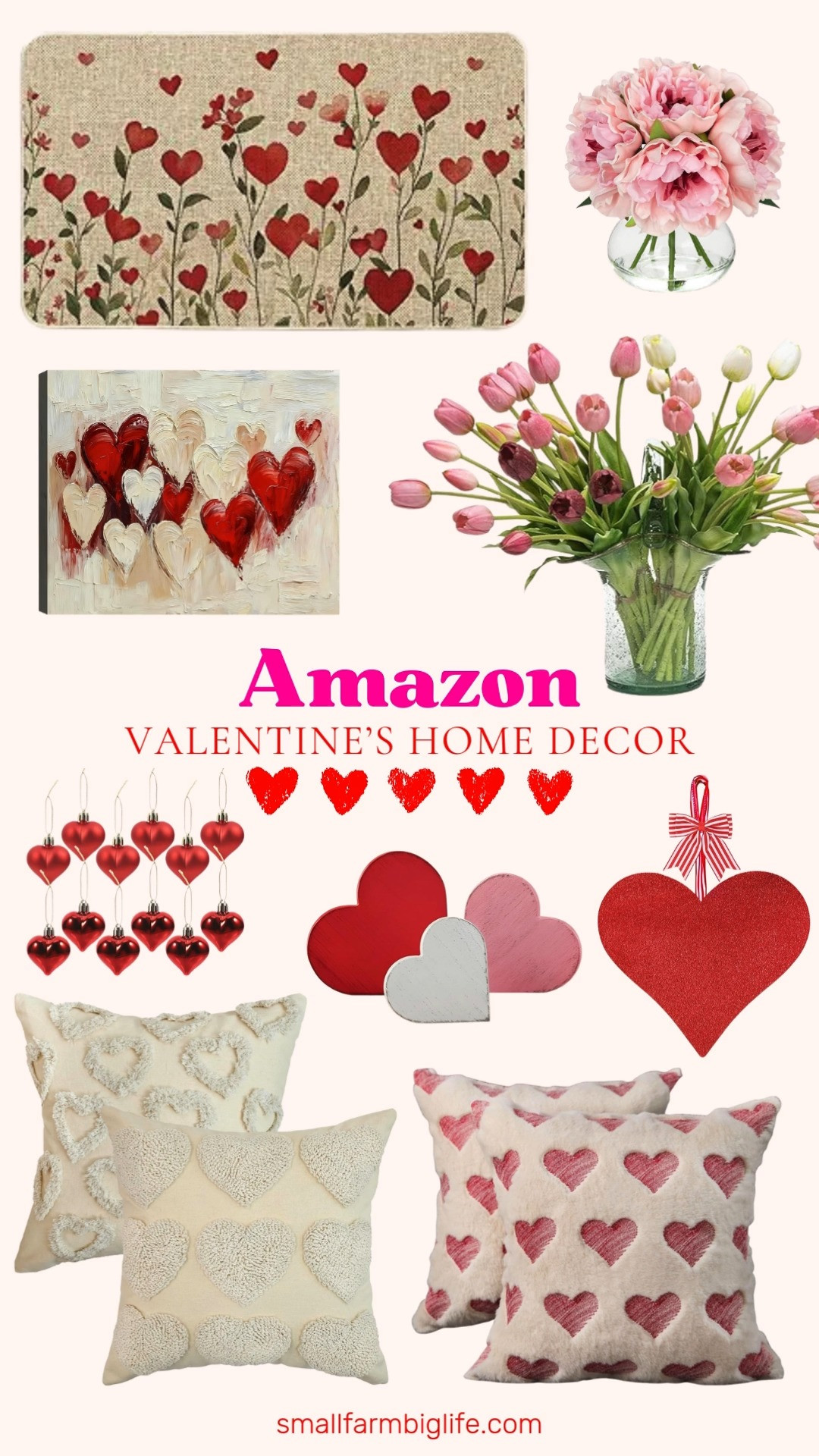 Soft, cozy, and full of heart ❤️
Sharing my favorite Amazon Valentine’s home decor finds. From heart shaped accents and wood hearts to cozy pillows, rugs, faux tulips, and romantic wall art. These pieces are perfect for adding a subtle Valentine’s touch without going over the top, and they layer beautifully into everyday decor. 

 #LTKSeasonal #LTKHome #LTKFindsUnder50