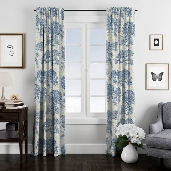 Trevin 100% Cotton Toile Room Darkening Rod Pocket Single Curtain Panel | Wayfair North America