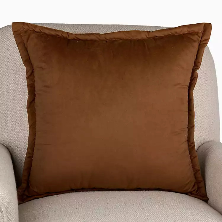 New! Brown Velvet Flange Throw Pillow | Kirklands