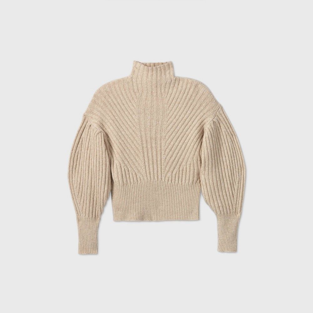 Women's Mock Turtleneck Pullover Sweater - Prologue Tan XL | Target