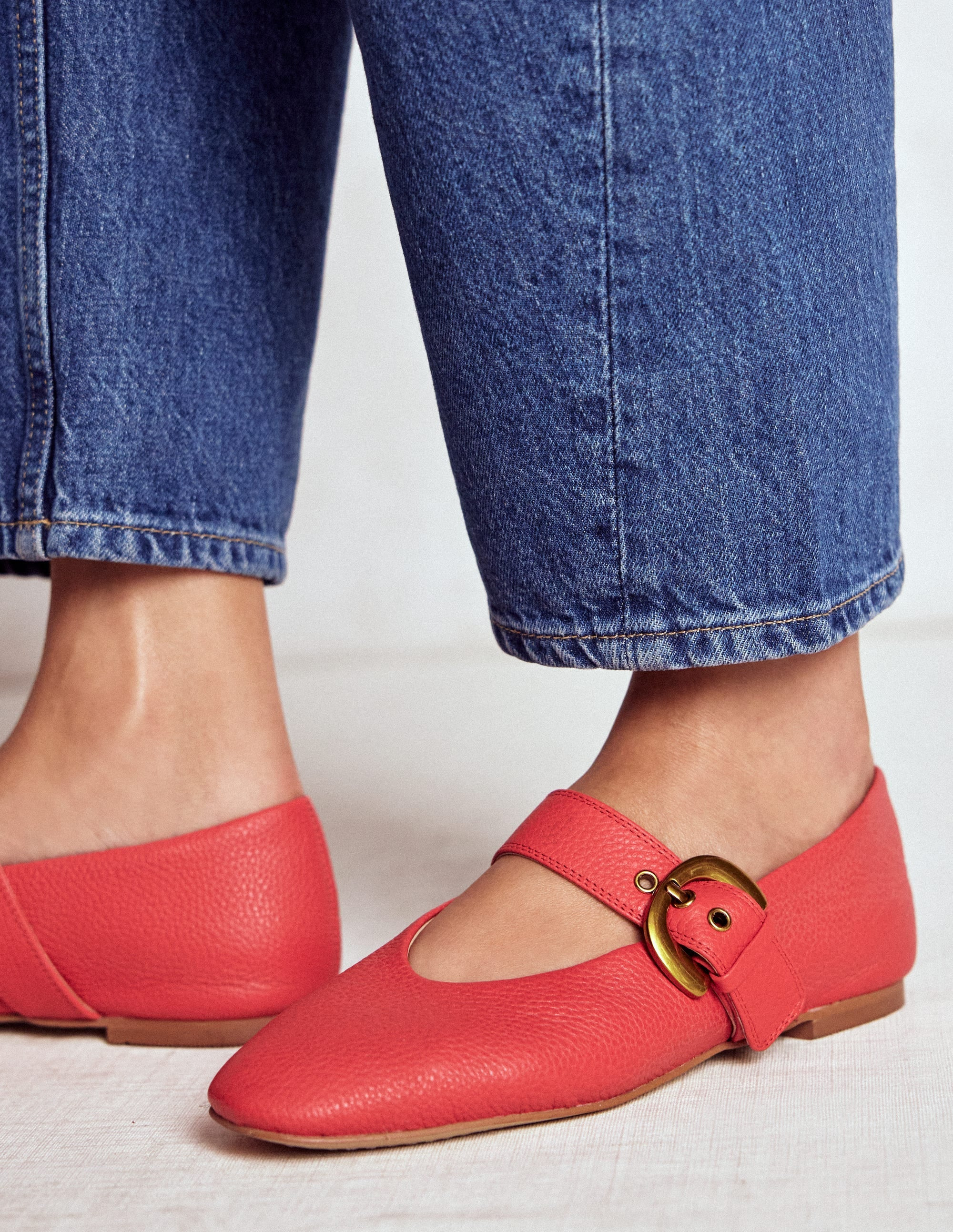 Kylie Flat Buckle Mary Jane-Post Box Red | Boden (US)
