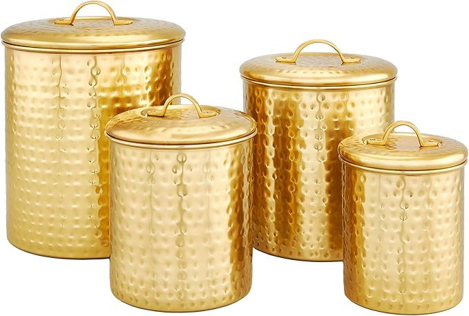 Old Dutch Gold 4 Piece Hammered Storage Canister Set, 4 Qt, 2 Qt, 1.5 Qt & 1 Qt | Amazon (US)