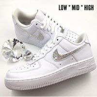 Bling Nike Air Force 1 ""07 With Swarovski Crystals All White Bedazzled with Crystal Rhinestones Cho | Etsy (US)