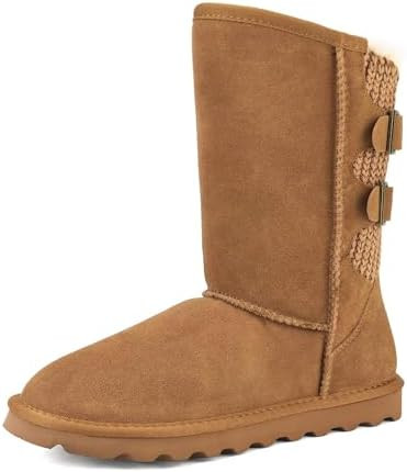 DREAM PAIRS Women's Mid Calf Winter Snow Boots Fashion FuzzyChic Buckle Booties | Amazon (US)