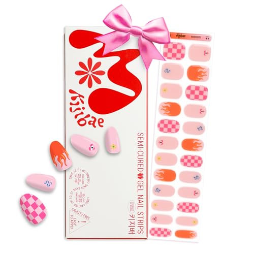 Kijibae 60% Semi-Cured Gel Nail Strips Kit (wild card) – Long Lasting, Easy to Apply Premium Nail Set, 24 pcs, Includes 2 Prep Pads, Nail File, Cuticle Stick | Amazon (US)