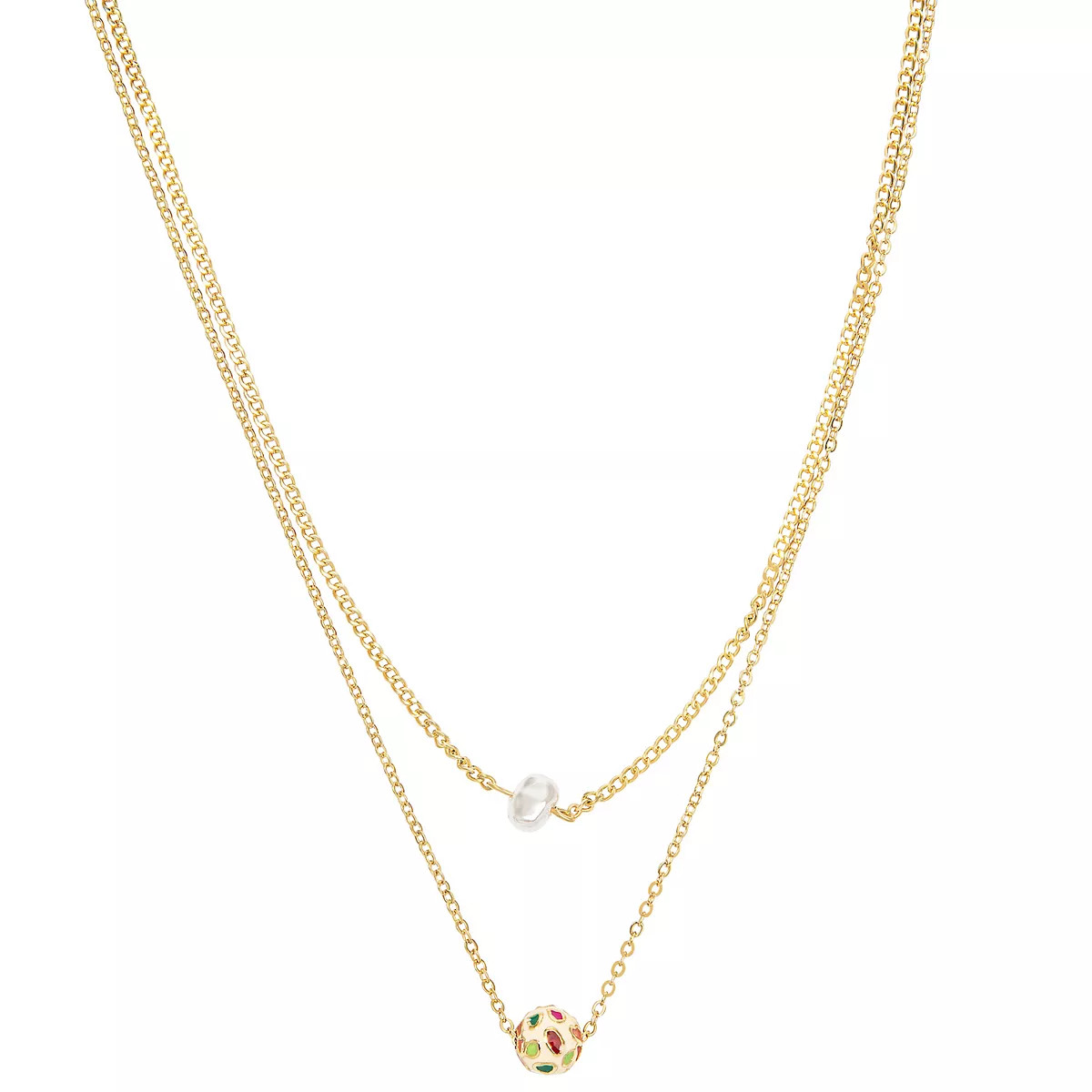 LC Lauren Conrad 2 Row Pearl & Floral Enamel Bead Necklace | Kohl's