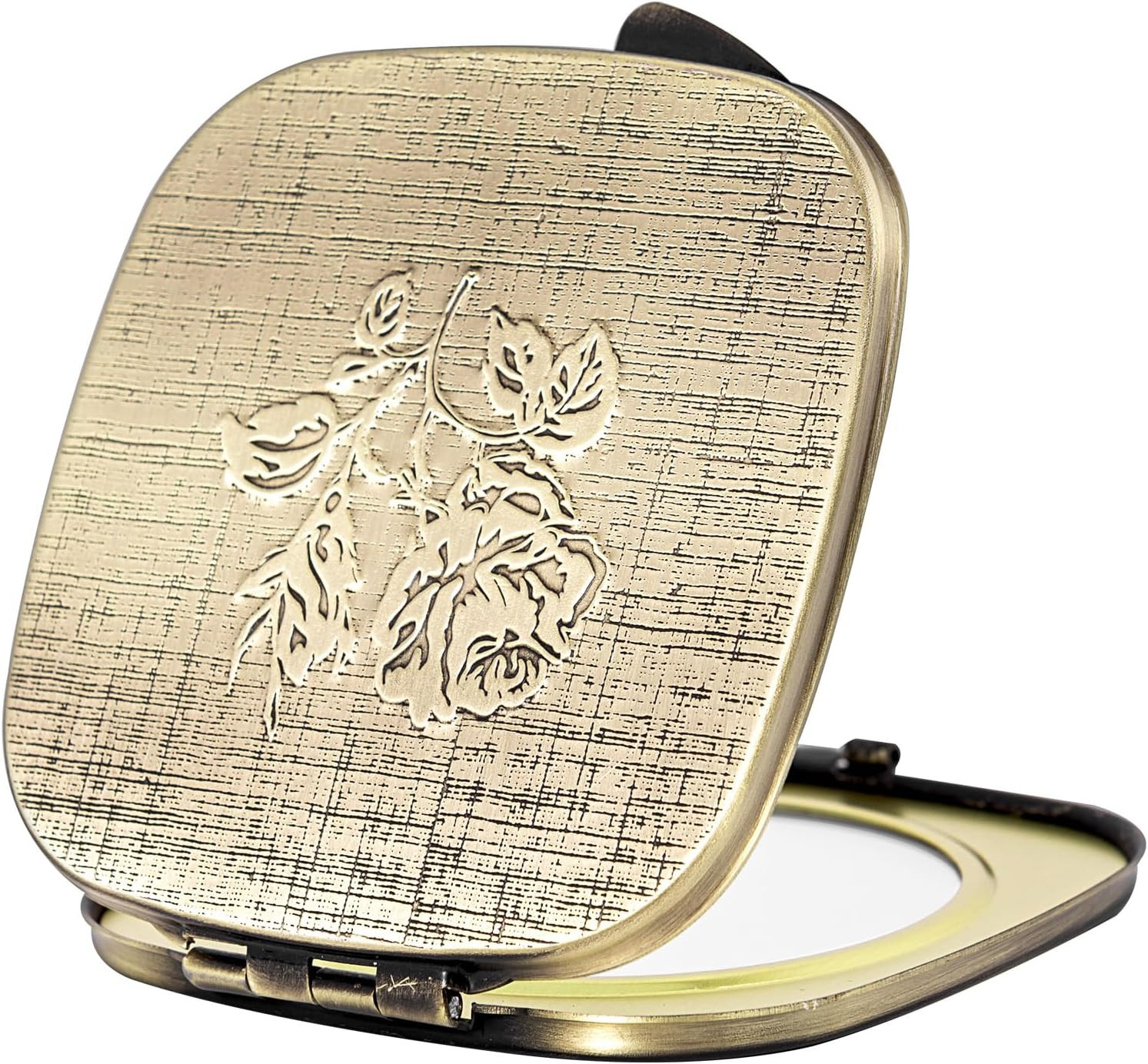 Travel Small Compact 1X/2X Mirror - Handheld, Foldable, Lightweight - Mini Pocket Magnifier for Wallet - Square 3.0 inches x 2.8 inches (Ancient Bronze) | Amazon (US)