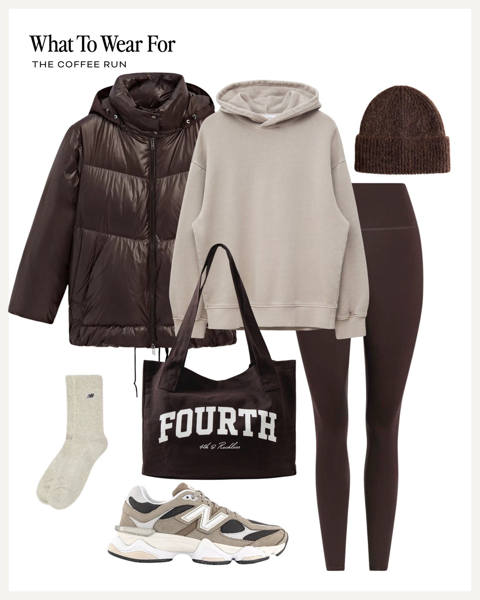 The coffee run ☕️

 Winter fashion / puffer coat / beige hoodie / brown leggings / new balance / running errands / casual style / athleisure

#LTKuk #LTKwinter