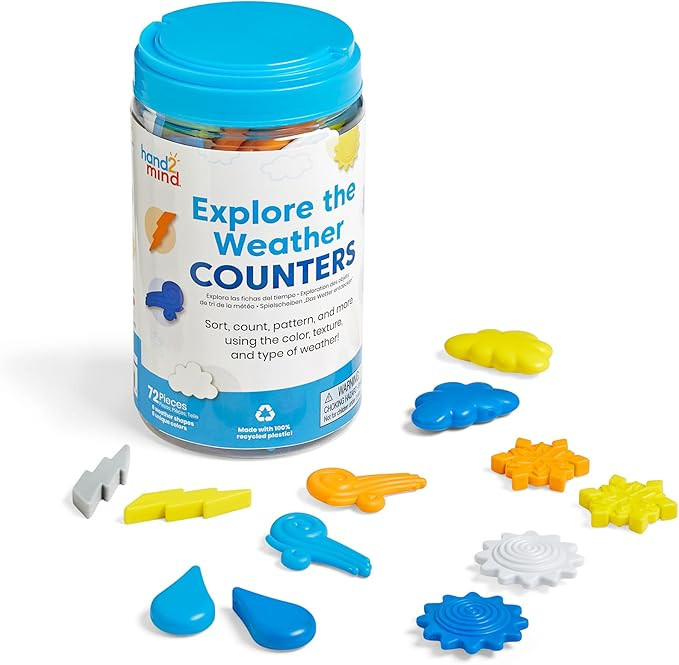 hand2mind Explore The Weather Counters, Weather Toys, Meteorology for Kids, Math Counters for Kid... | Amazon (US)