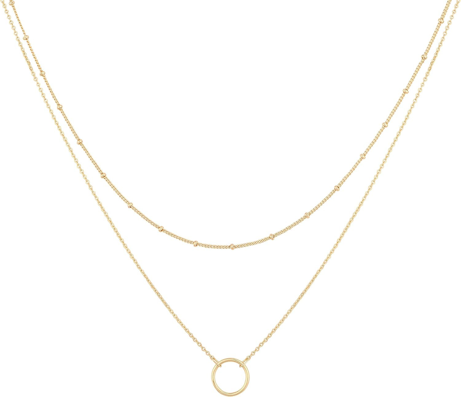 Mevecco Layered Heart Necklace Pendant Handmade 18k Gold Plated Dainty Gold Choker Arrow Bar Laye... | Amazon (US)