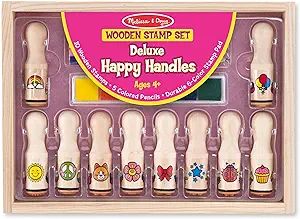 Melissa & Doug Deluxe Happy Handle Stamp Set With 10 Stamps, 5 Colored Pencils, and 6-Color Washa... | Amazon (US)