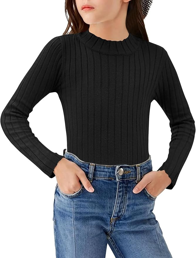 Arshiner Girls Shirts Half Turtleneck Long Sleeve Tops Casual Knitted Slim Fit Pullover Blouse Te... | Amazon (US)