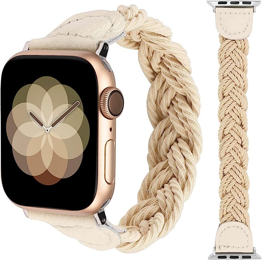 Minyee Compatible with Apple Watch Band Braided 38mm 40mm 41mm, Solo Loop Stretchy Designer Wrist... | Amazon (US)