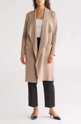 BY DESIGN Andrea Open Front Long Cardigan in Black at Nordstrom Rack, Size Medium | Nordstrom Rack