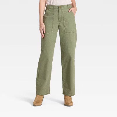 Women's Mid-Rise Straight Leg Cargo Pants - Universal Thread™ Green 2 | Target