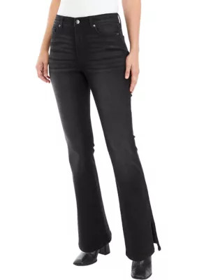 Wonderly Women's High Rise Split Hem Flare Jeans | Belk